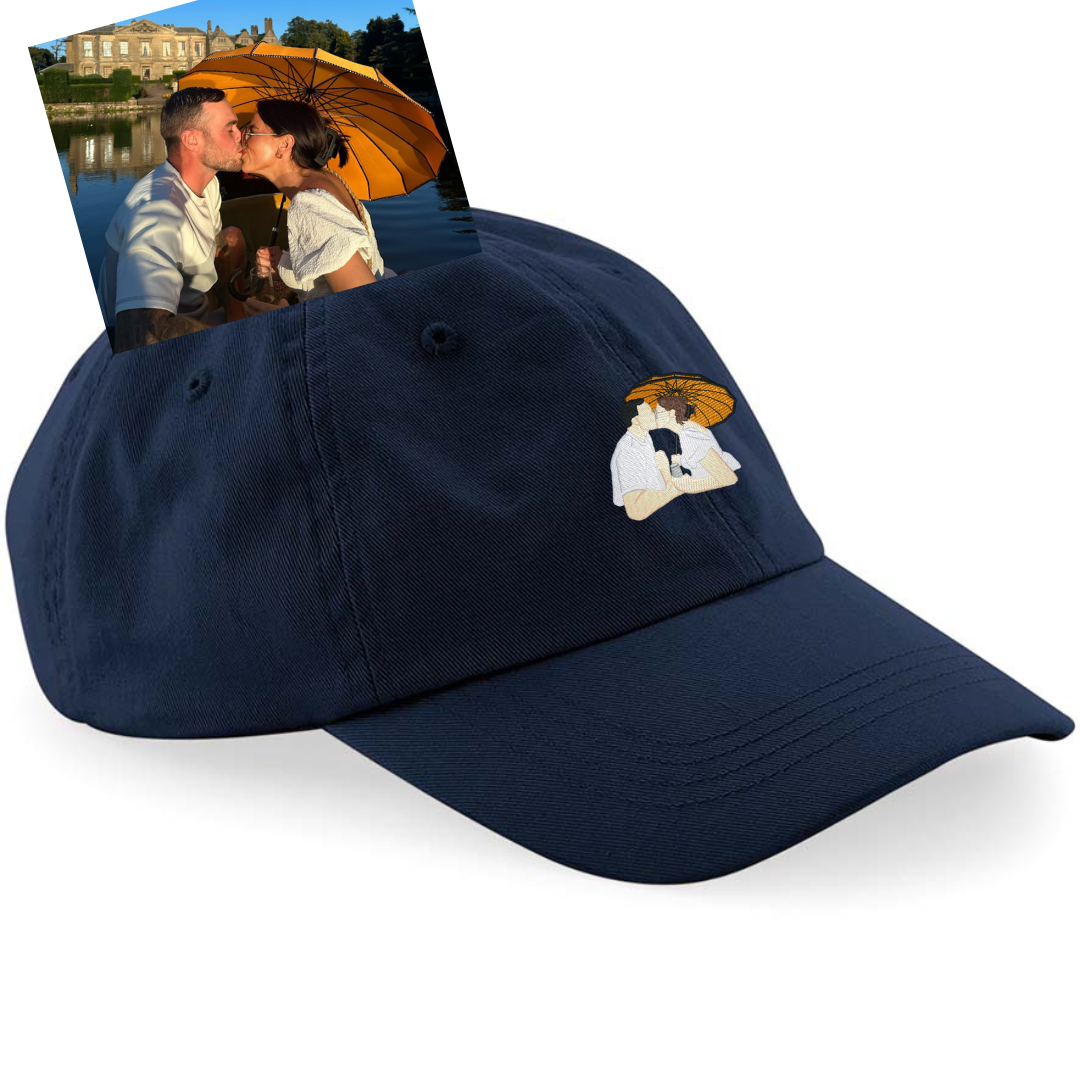 A couples favorite moment embroidered on a cap