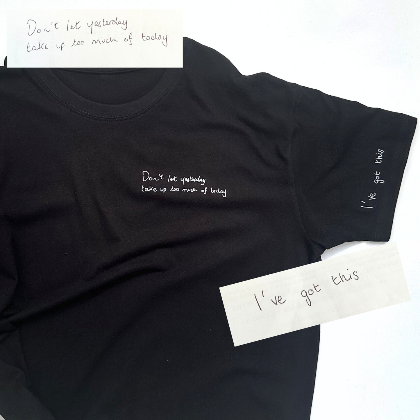Custom Handwritten Note T-shirt - Turn Your Special Message into Embroidered Artwork! Upload Your Own Handwritten Note and Create a Unique, Personalised T-shirt. Perfect for Cherishing Your Special Memories and Keeping Them Close to Your Heart. Handcrafted with Love, Featuring Your Handwritten Note Turned into Embroidered Artwork. Order Now and Create a Truly One-of-a-Kind T-shirt. Wear Your Sentiments with Pride and Get Your Custom Handwritten Note T-shirt Today!