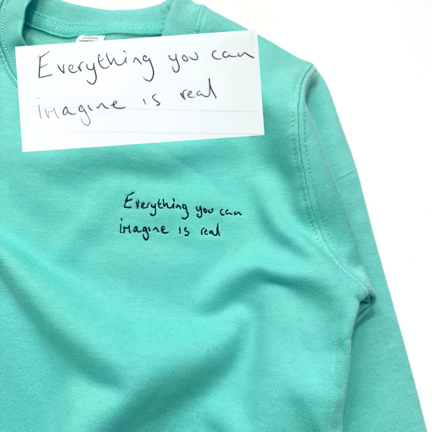 Cherish your child's special message with this personalized sweater. Simply upload a photo of the handwritten note and we will transform it into a beautiful embroidery on a luxury sweater. The perfect keepsake to wear and treasure for years to come