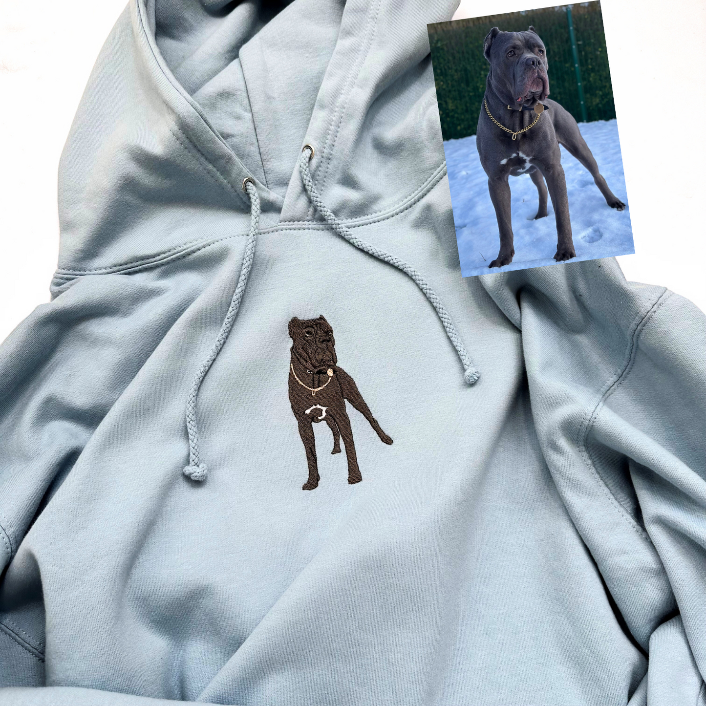 Get your little one cozy and stylish with our personalized pet hoodie! Simply upload a picture of your furry friend and we'll transform it into a beautiful embroidery on the front of the hoodie. Your child will love showing off their beloved pet, and the soft, warm fabric will keep them comfortable all day long.