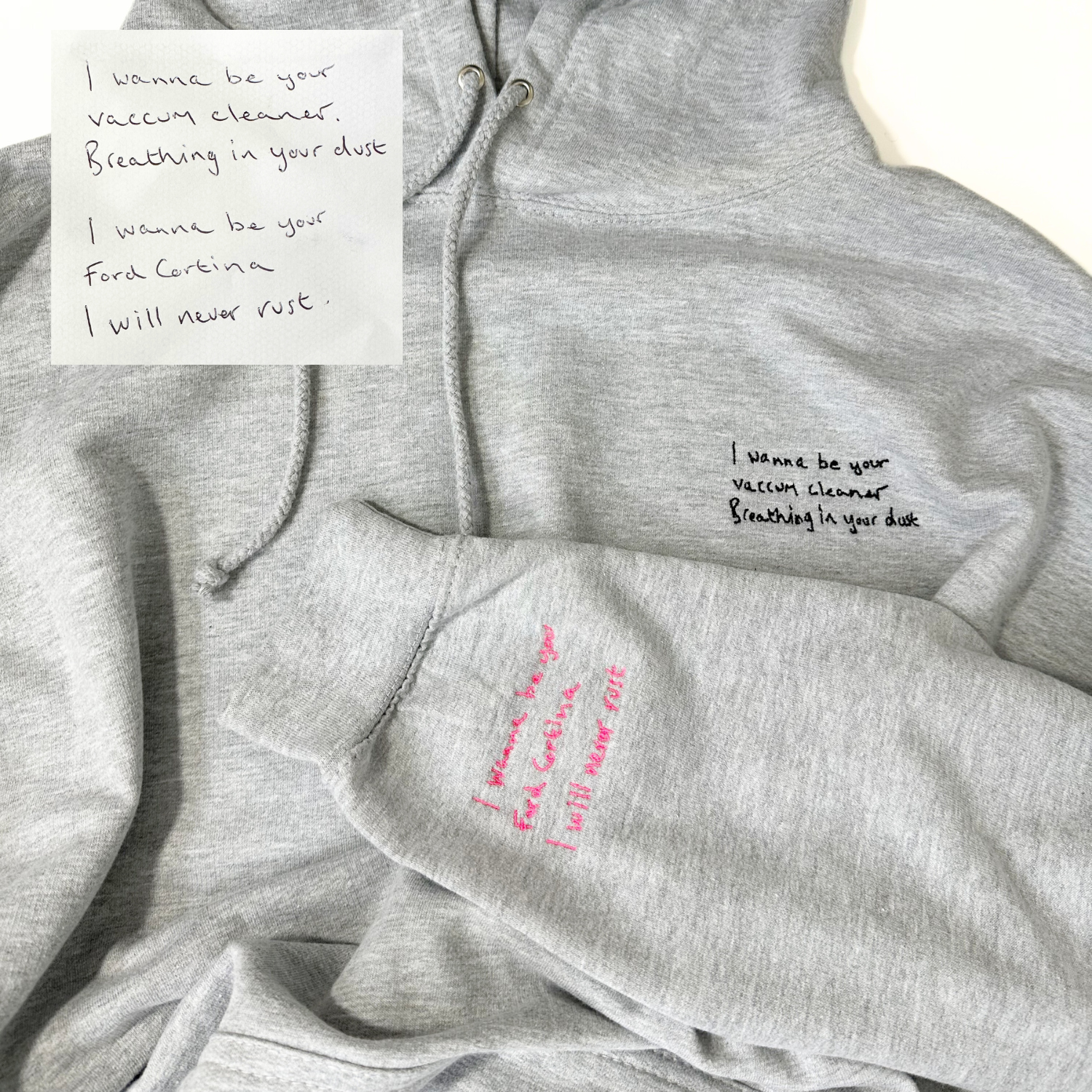 Customised Handwritten Note Embroidered on Sleeve and Breast of our High-Quality Message Hoodie. It's the type of gift that will be loved forever